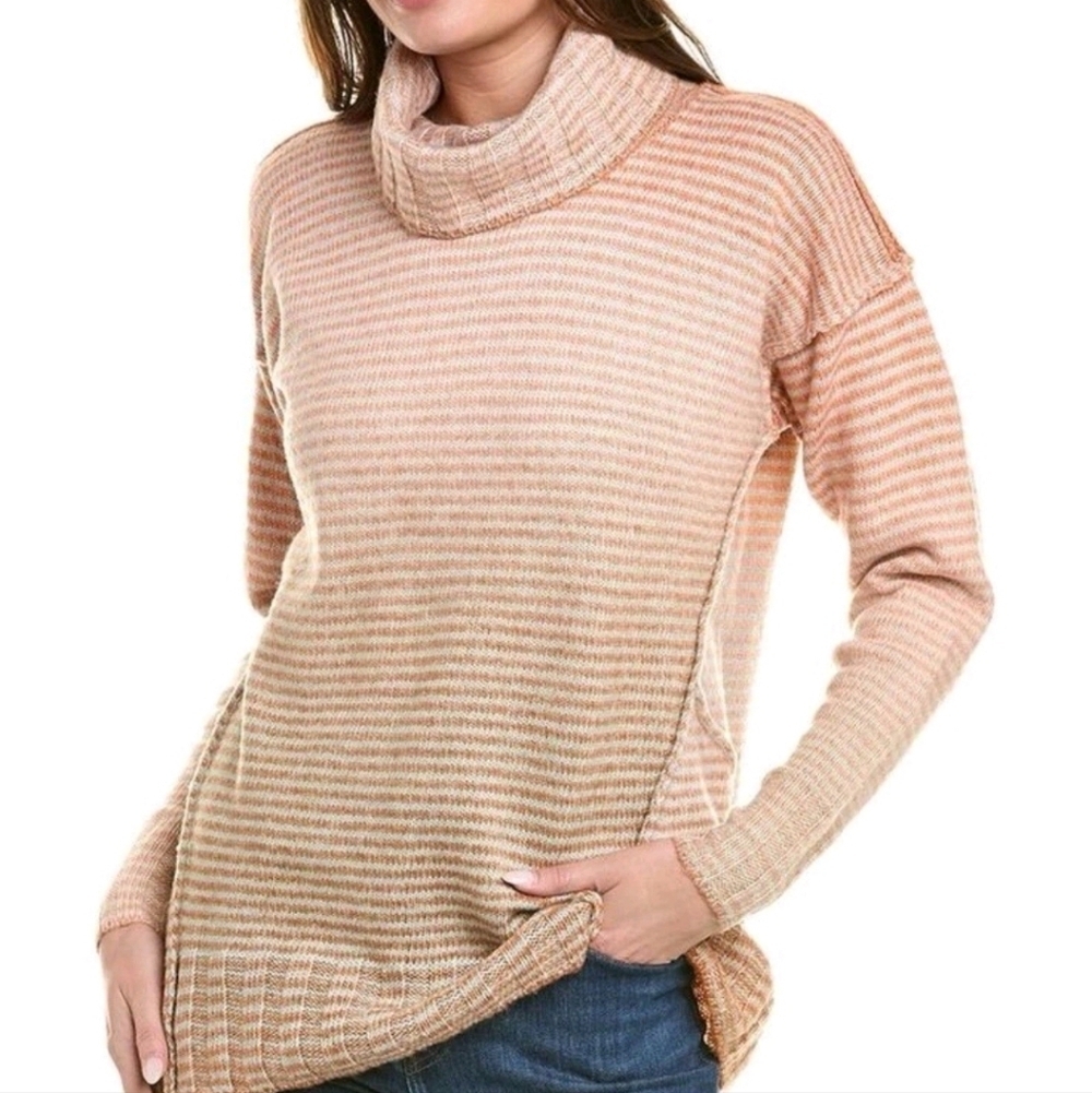 CAbi Striped Cowl Neck Knit Sweater Pullover Relaxed Fit Boho Women Small - Picture 1 of 11